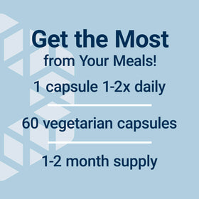 Ensemble de capsules d'enzymes daily Life Extension sur une table