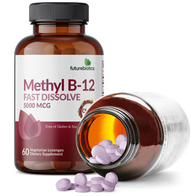 Ensemble de pastilles cerise Futurebiotics Methyl B12 sur une table