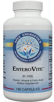 EnteroVite d'Apex Energetics, emballage avant avec étiquettes claires