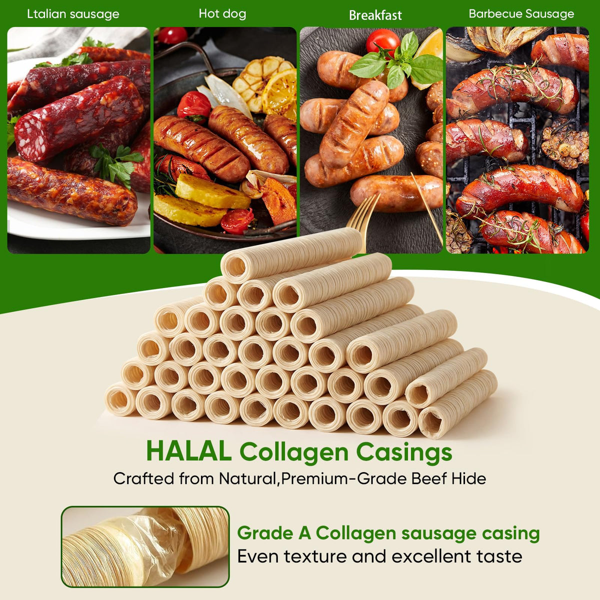 Enveloppes de saucisse comestibles FAIRSKY 20mm, rouleau fermé