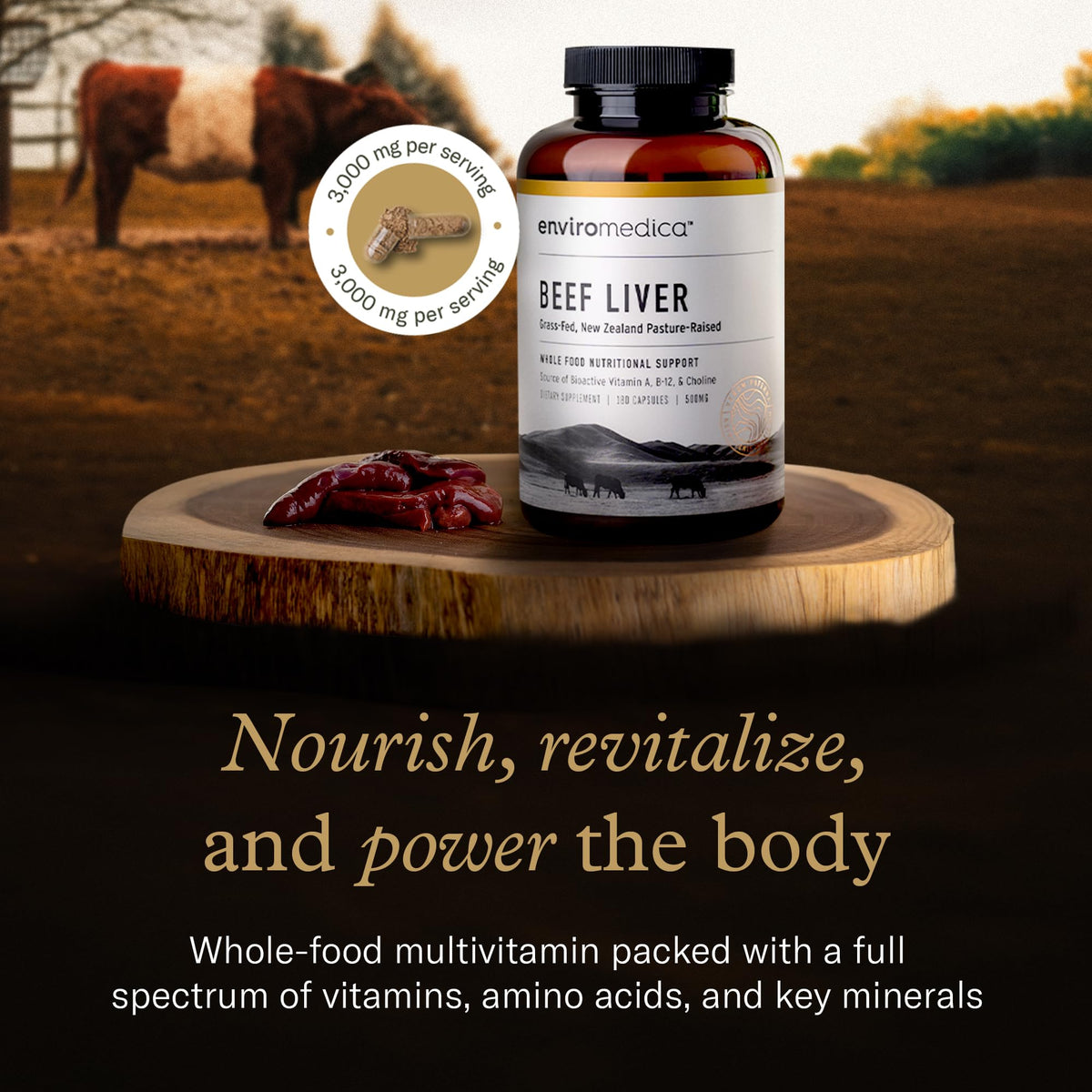 Enviromedica Capsules de Foie de Boeuf Élevé à l'Herbe, packaging