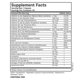 envitamin complexe multivitamines methylé femme 50g sur fond blanc