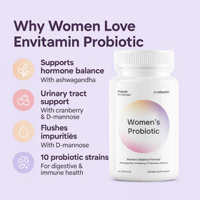 envitamin Probiotique Femme avec ingrédients clés sur l'étiquette