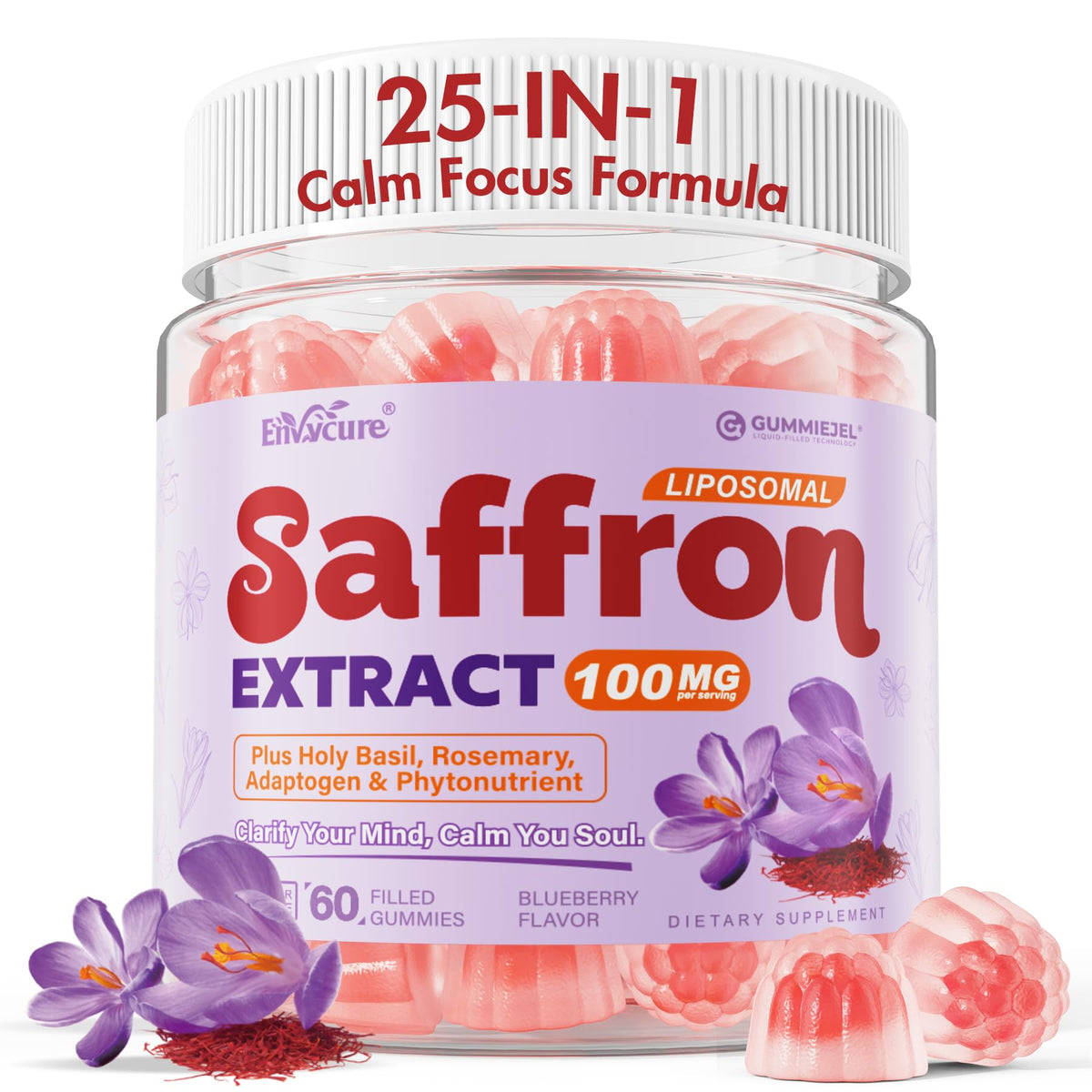 EnvyCure Gummies de Safran Liposomal 100mg emballage avant