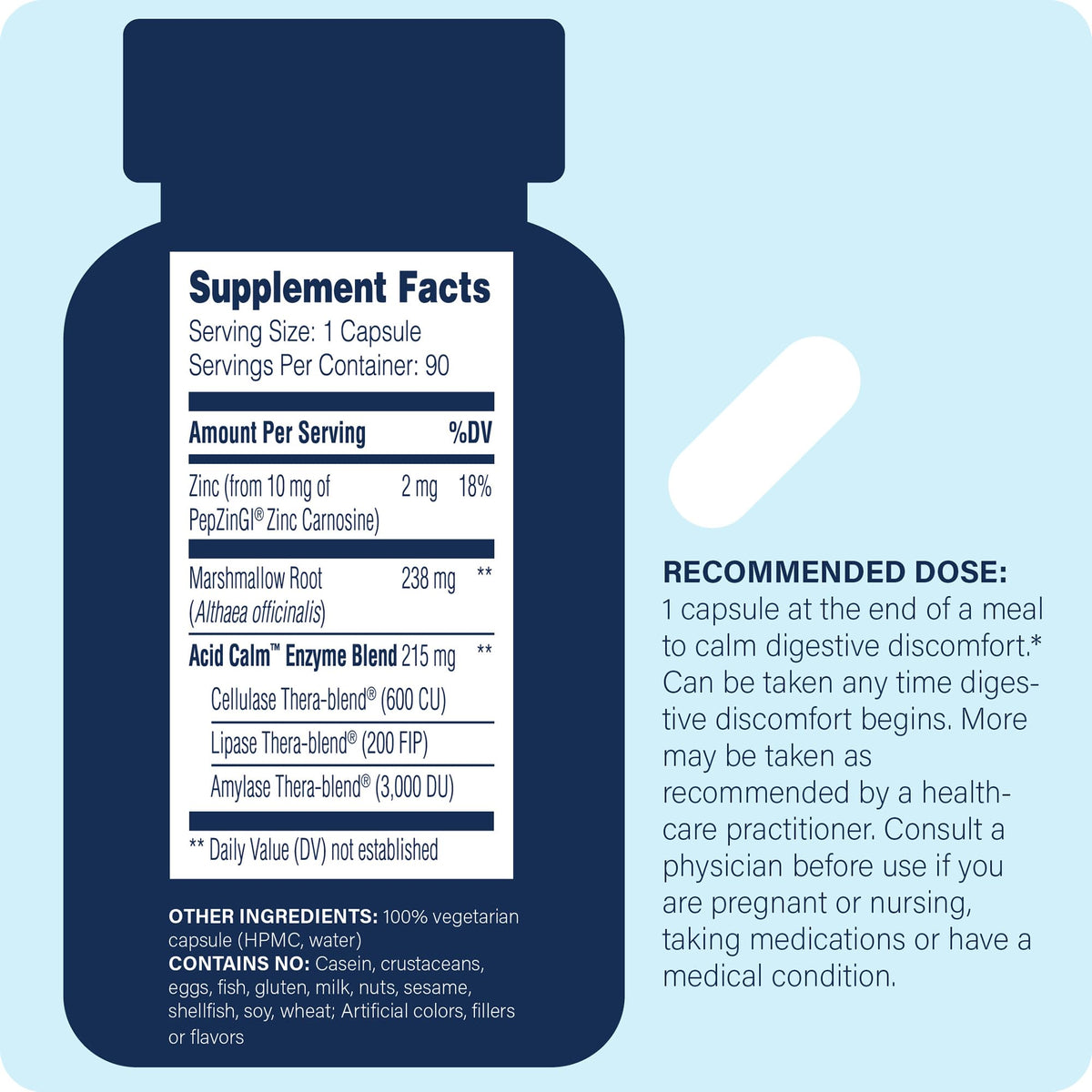 Enzyme Science Acid Calm 90 capsules vue arrière