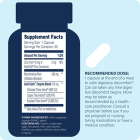 Enzyme Science Acid Calm 90 capsules vue arrière