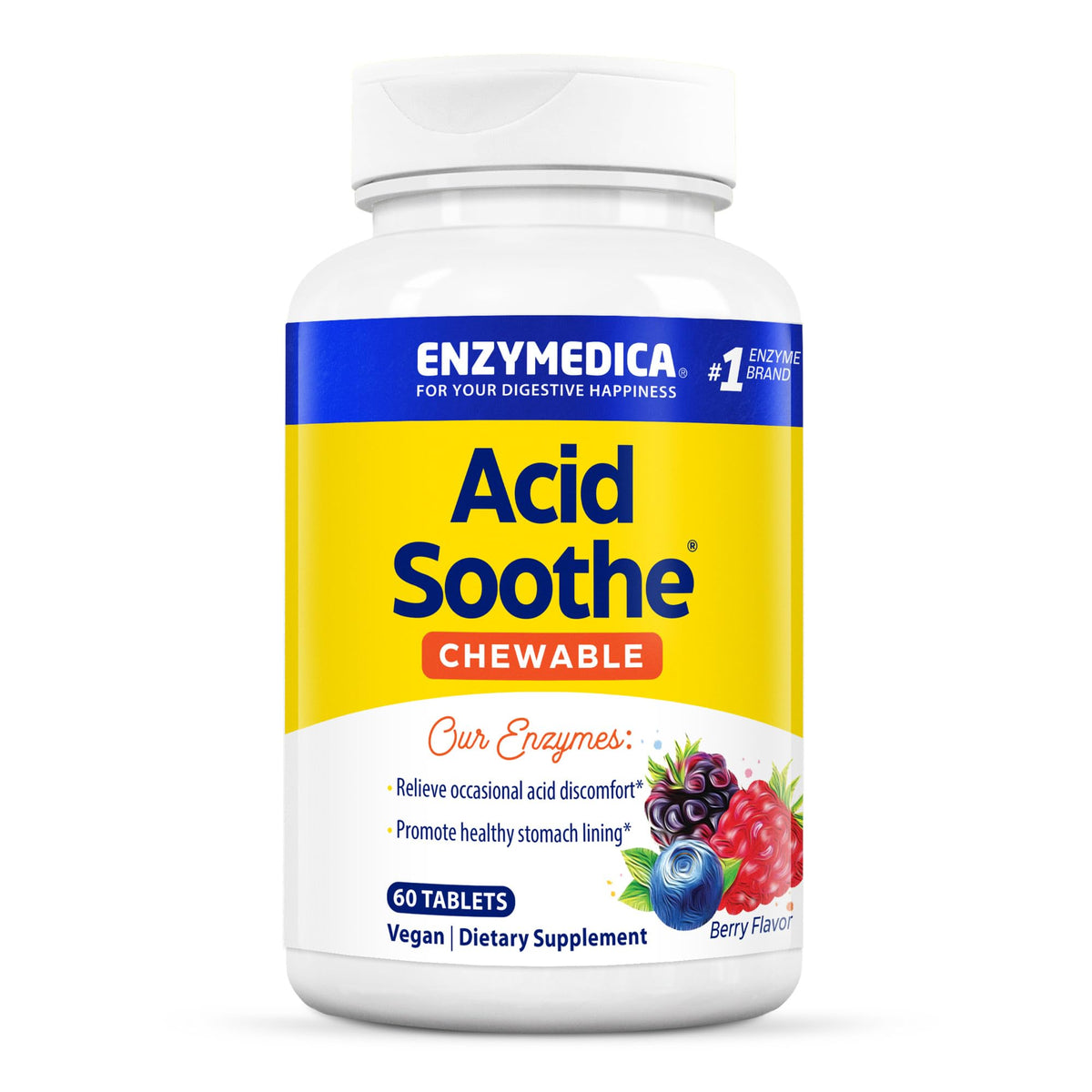 Enzymedica Acid Soothe comprimés à mâcher 60 unités vue de face