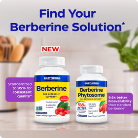 Enzymedica Berbérine HCl 510mg sur une table en bois