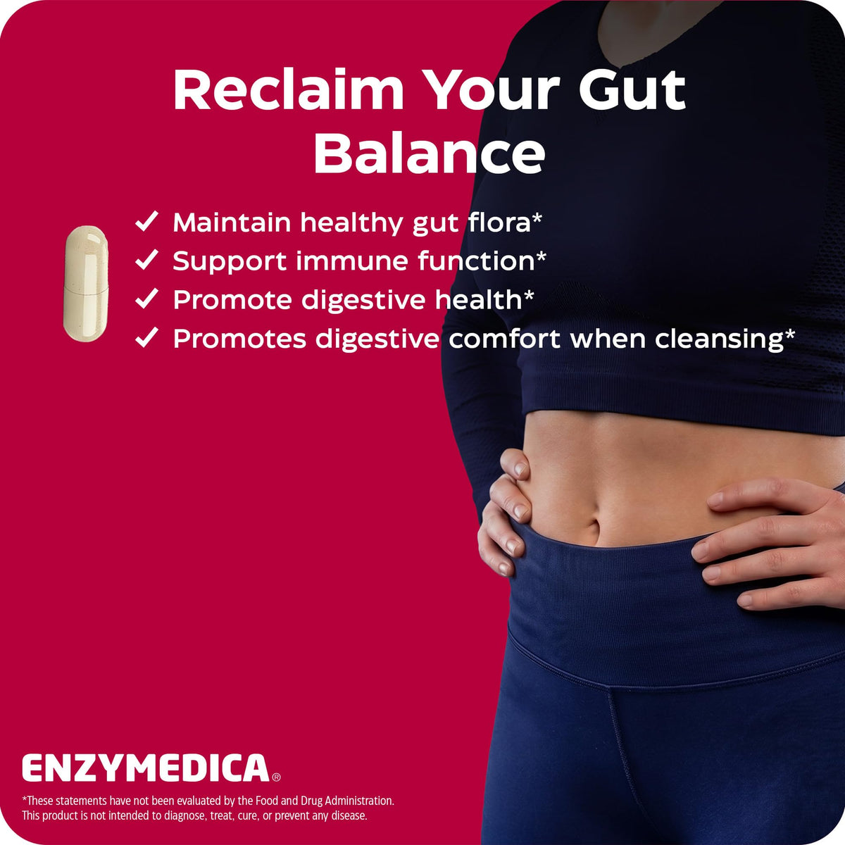 Enzymedica Candidase capsules sur une surface blanche