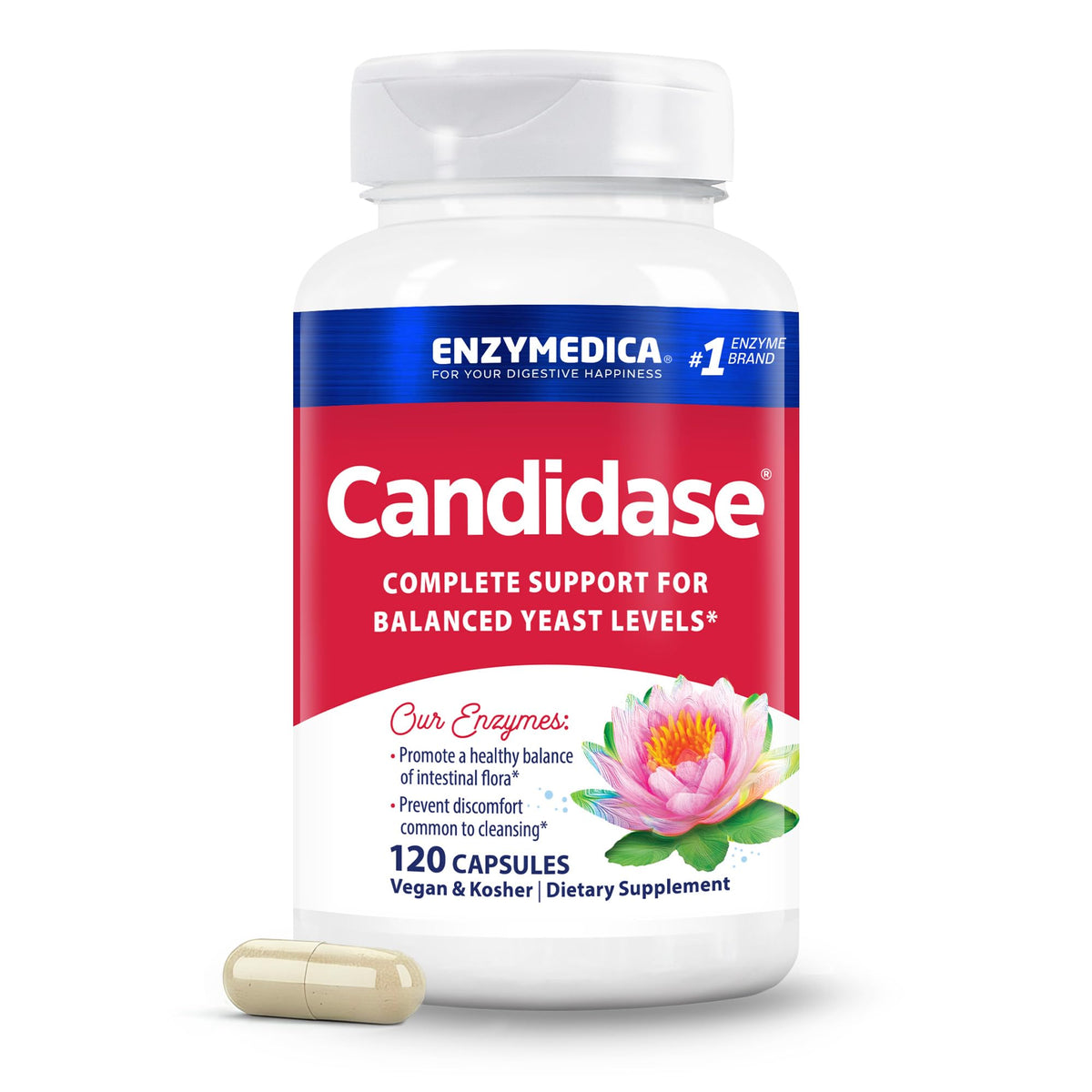 Enzymedica Candidase complément alimentaire 120 capsules vue de face