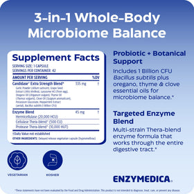 Enzymedica Candidase Extra Strength capsules ouvertes montrant le contenu