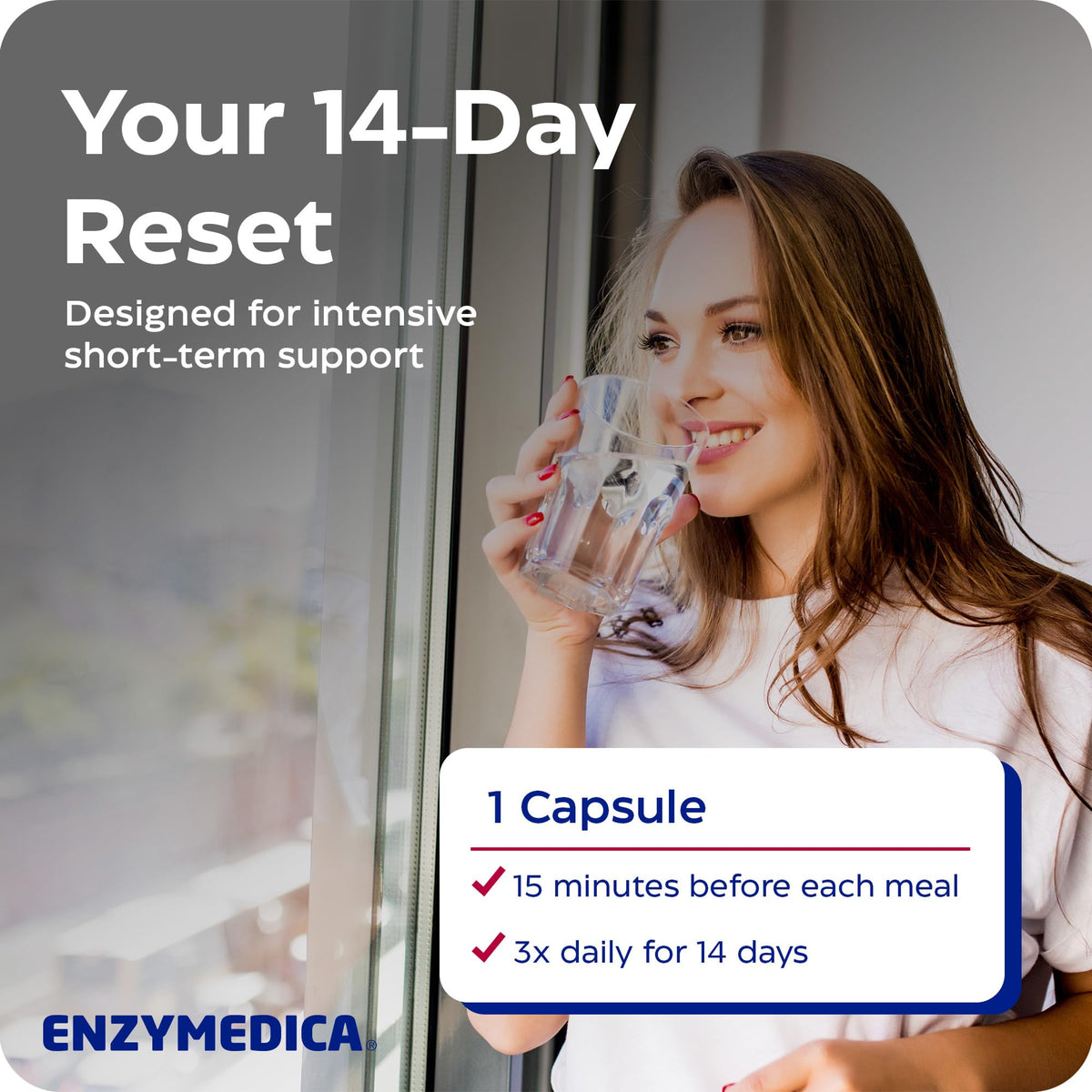 Enzymedica Candidase Extra Strength, capsules sur un fond neutre
