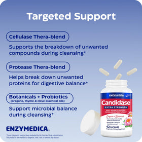 Enzymedica Candidase Extra Strength, vue de dos avec étiquette