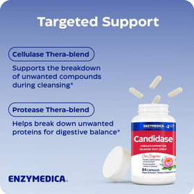 Enzymedica Candidase flacon ouvert avec capsules