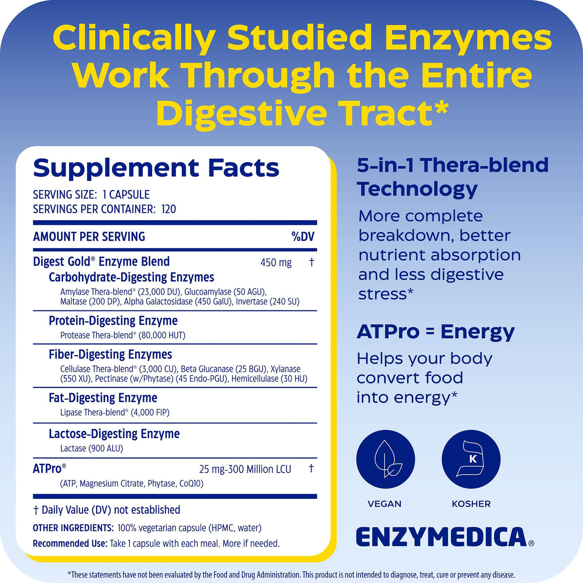 Enzymedica daily Gold capsules sur une surface blanche