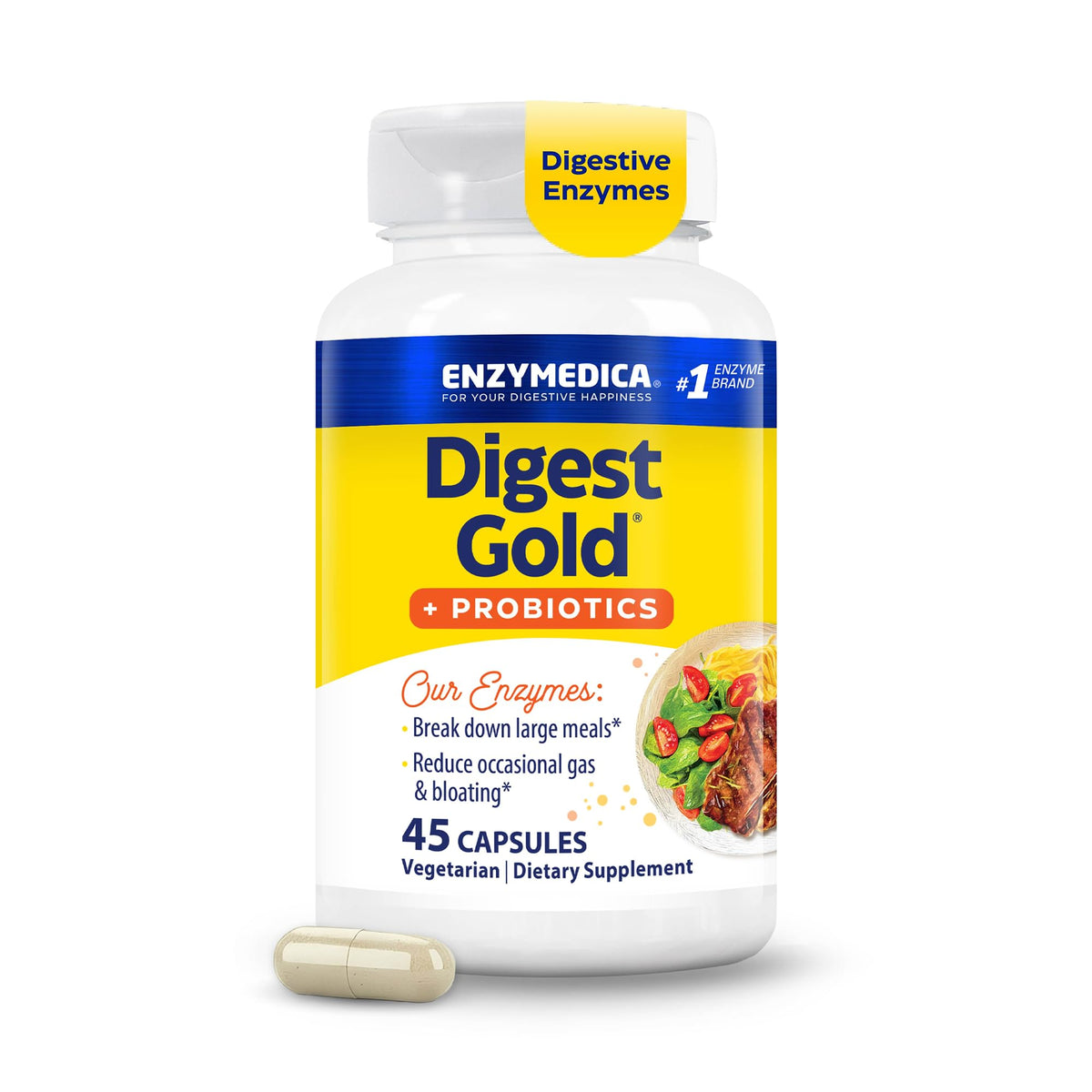 Enzymedica daily Gold + Probiotics boîte de 45 capsules vue de face