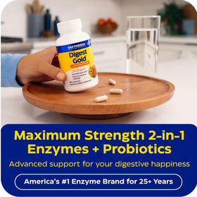 Enzymedica daily Gold + Probiotics gélules ouvertes montrant le contenu