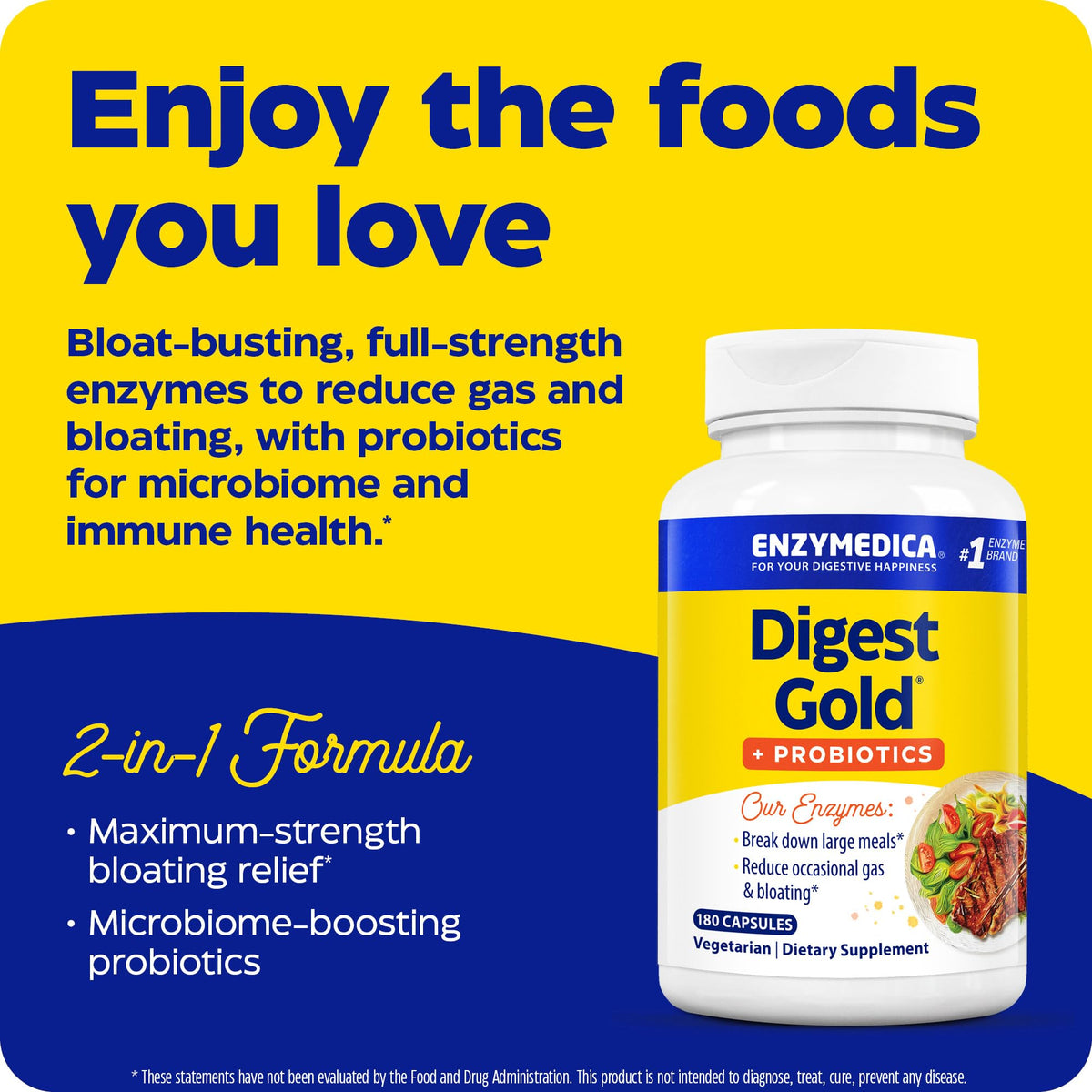 Enzymedica daily Gold + Probiotics, vue de dessus de l'emballage
