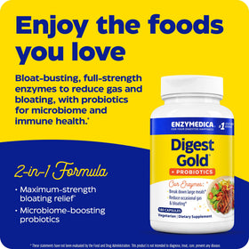Enzymedica daily Gold + Probiotics, vue de dessus de l'emballage