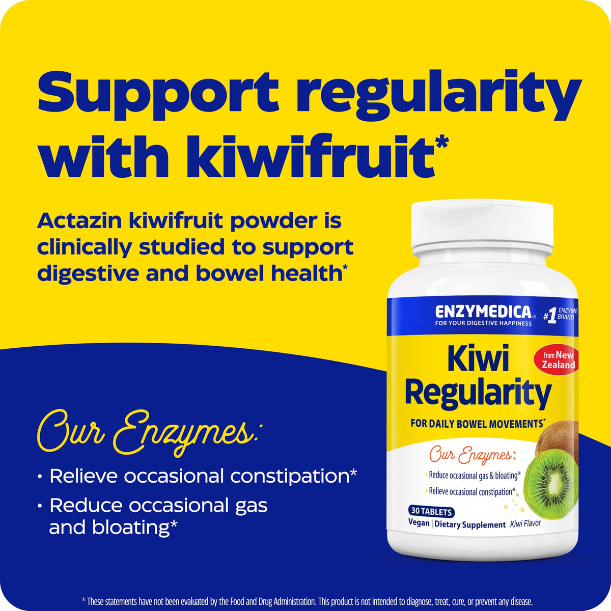 Enzymedica Kiwi Regularity comprimés à mâcher sur une table