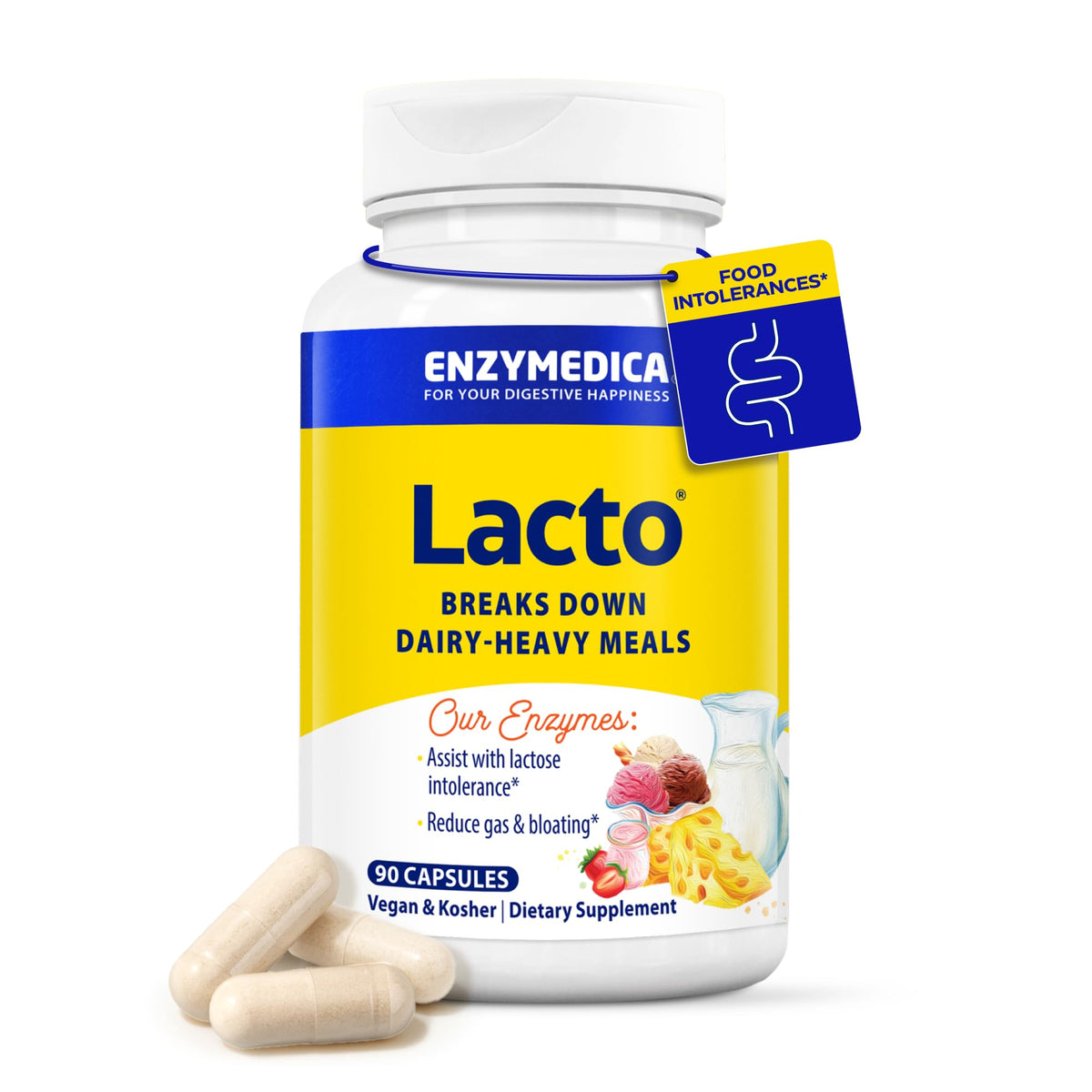 Enzymedica Lacto Enzymes daily 90 capsules - vue avant