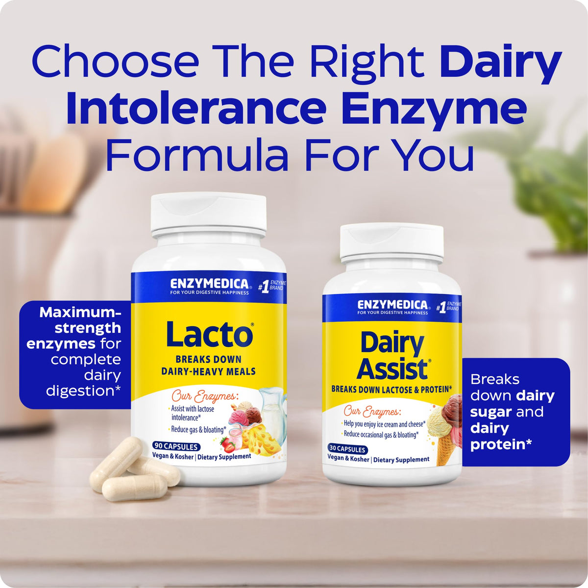 Enzymedica Lacto Enzymes flacon sur une table