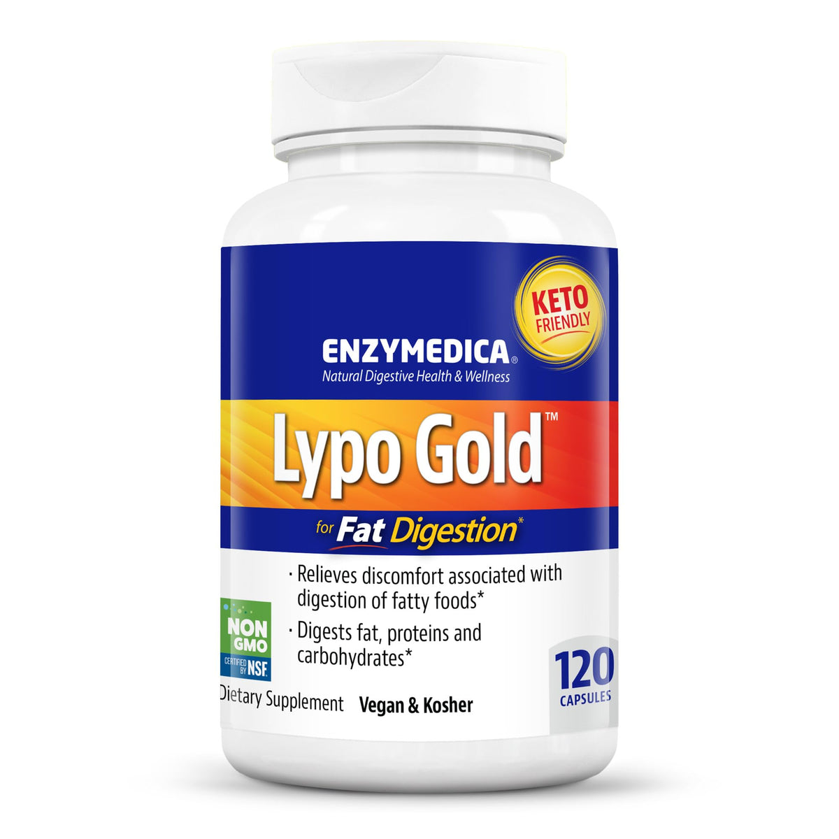 Enzymedica Lypo Gold 120 capsules vue de face