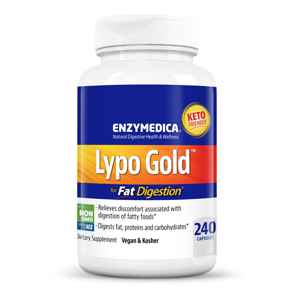 Enzymedica Lypo Gold 240 capsules vue de face