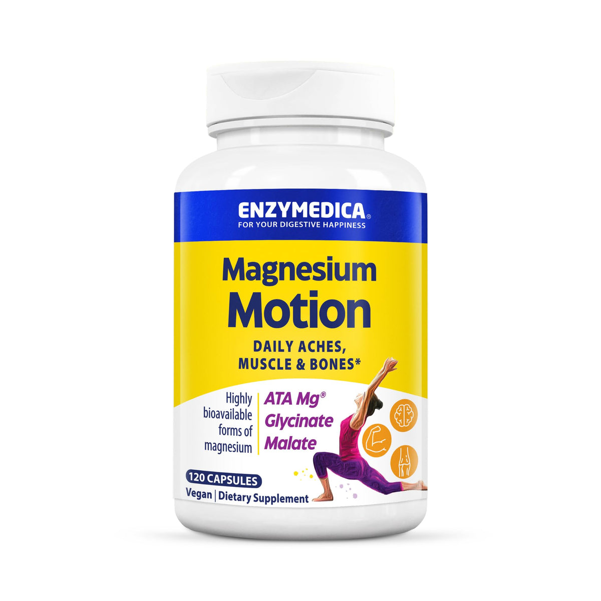 Enzymedica Magnesium Motion Complex 120 capsules, vue de face