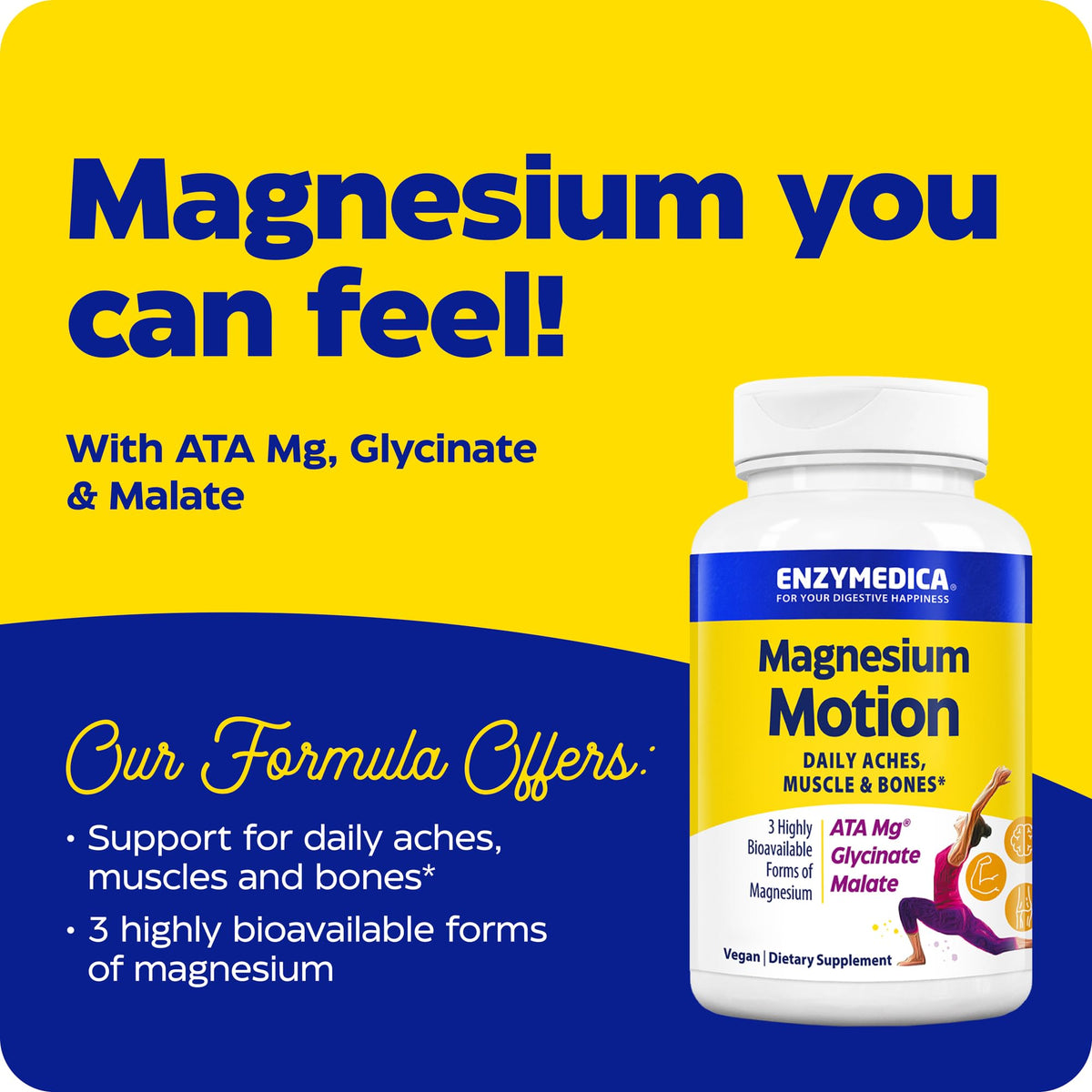 Enzymedica Magnesium Motion Complex, emballage et capsules