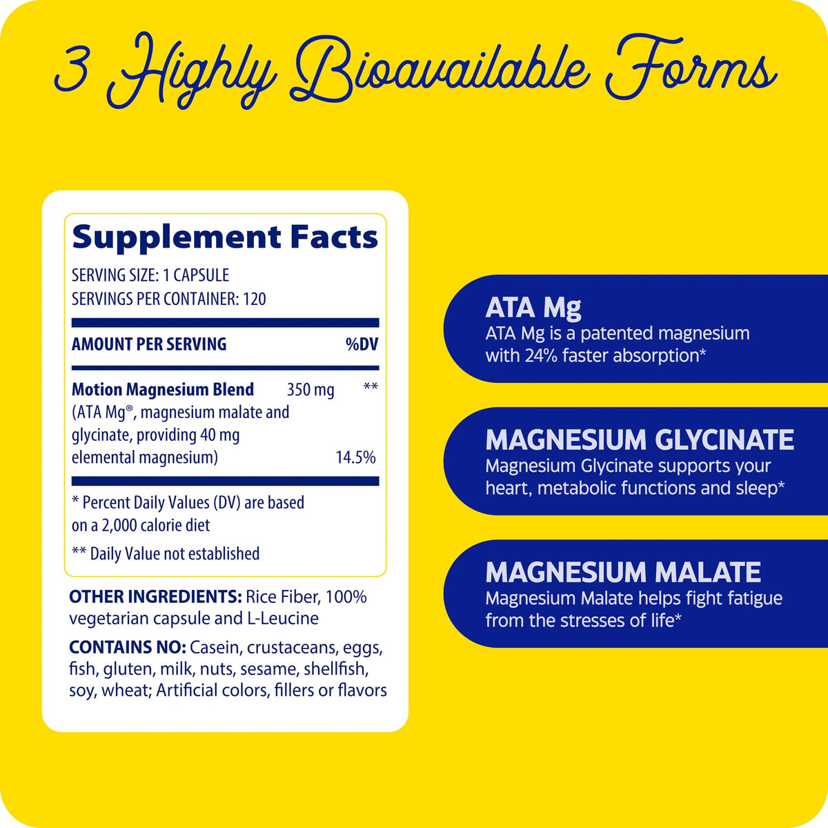 Enzymedica Magnesium Motion Complex, vue de côté de l'emballage