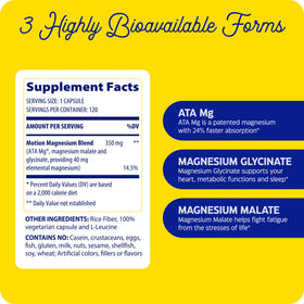 Enzymedica Magnesium Motion Complex, vue de côté de l'emballage