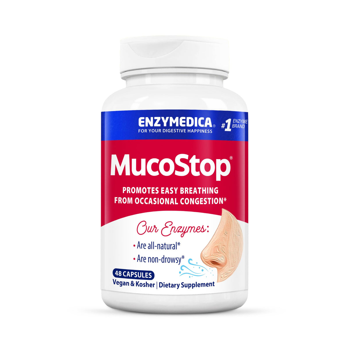 Enzymedica MucoStop 48 capsules vue avant