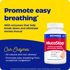 Enzymedica MucoStop boîte avec informations nutritionnelles