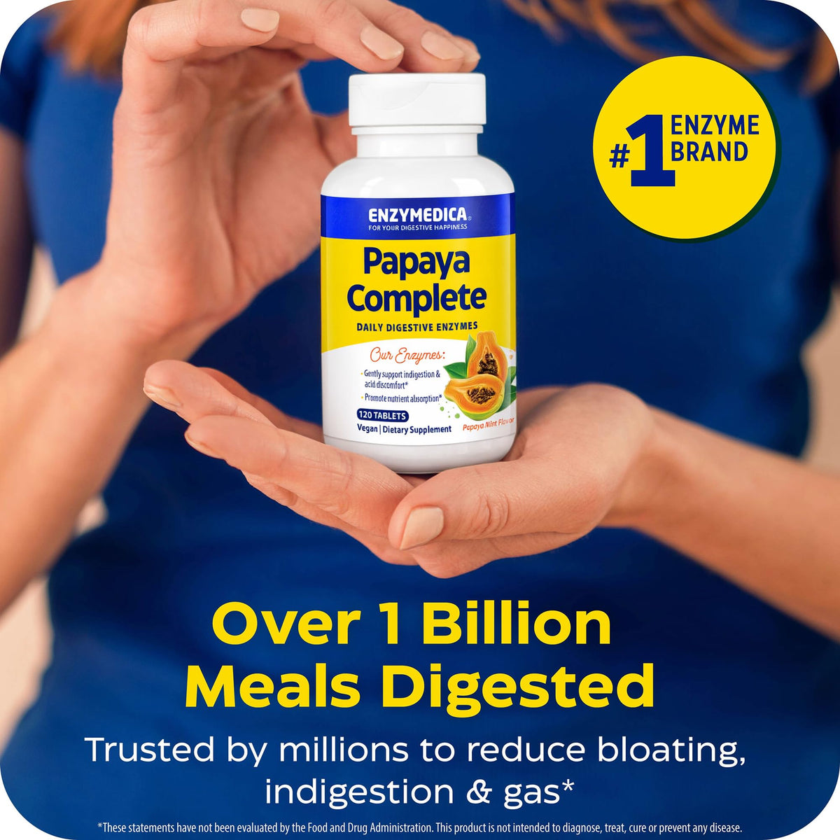 Enzymedica Papaya Complete avec ingrédients naturels en arrière-plan