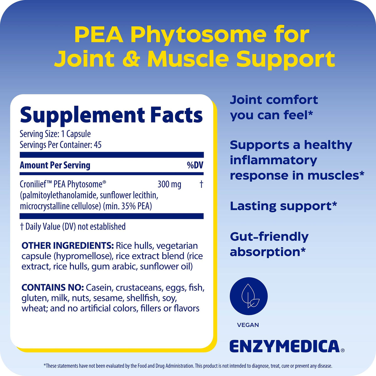 Enzymedica PEA Phytosome capsules avec étiquette