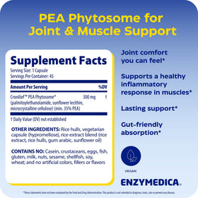 Enzymedica PEA Phytosome capsules avec étiquette