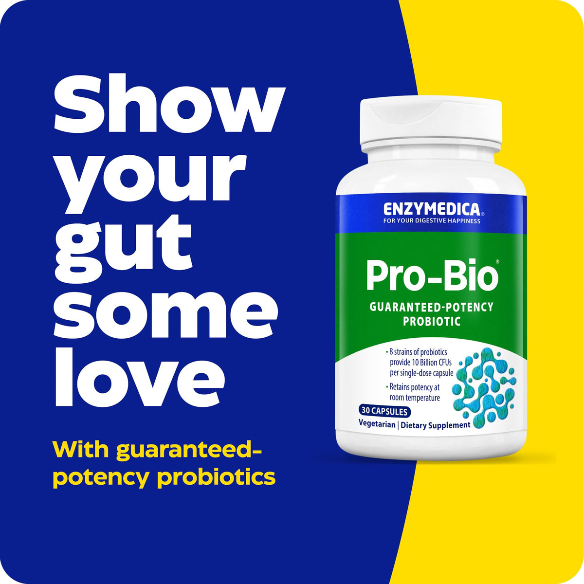 Enzymedica Pro-Bio complément probiotique 30 capsules arrière avec informations nutritionnelles