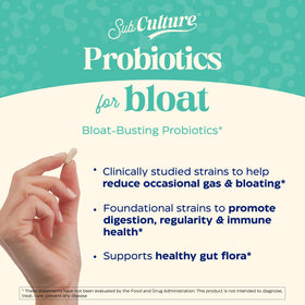 Enzymedica SubCulture Probiotique capsules ouvertes montrant la taille