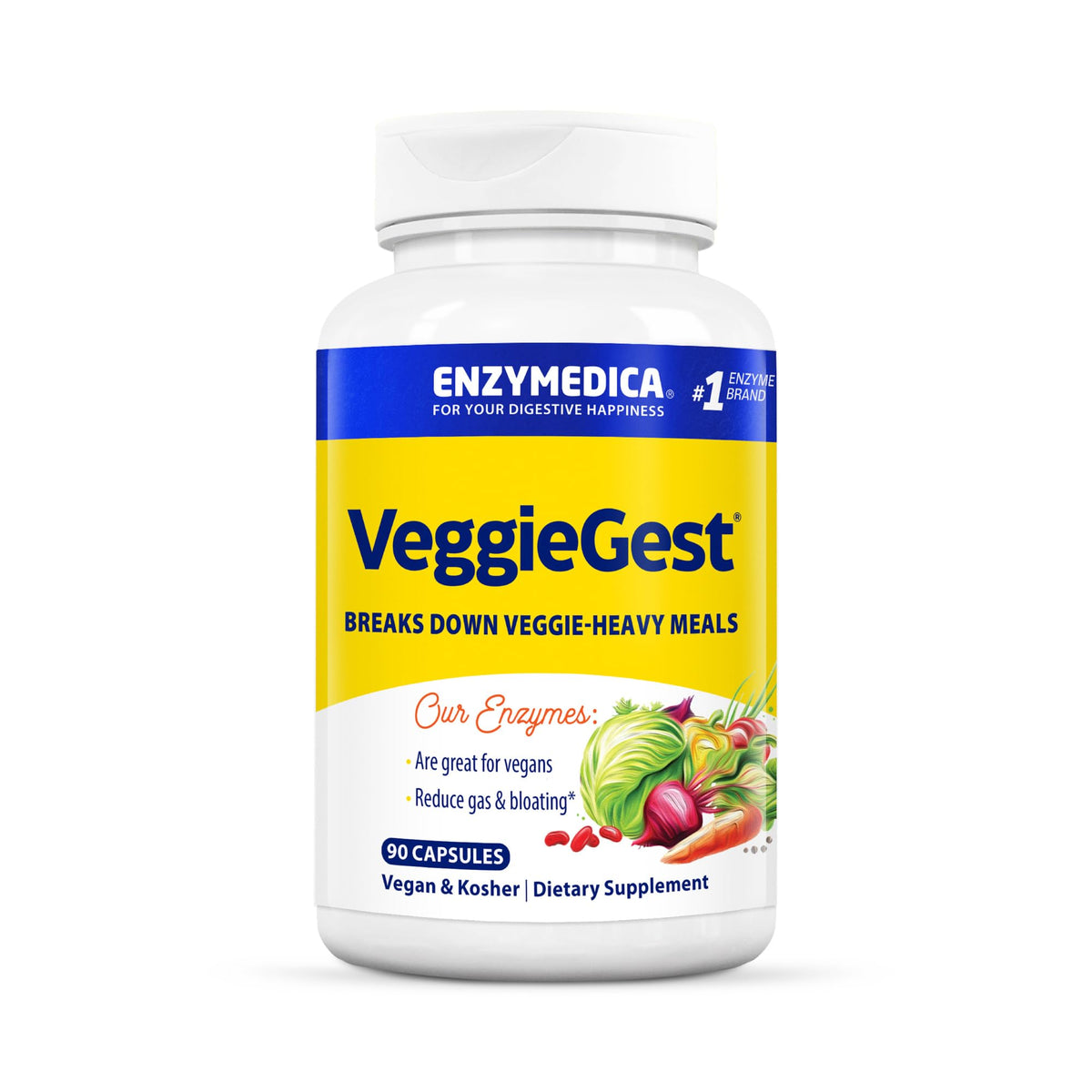 Enzymedica VeggieGest 90 capsules vue de face