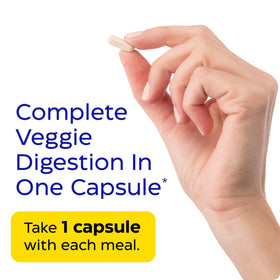 Enzymedica VeggieGest flacon ouvert avec capsules visibles