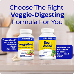 Enzymedica VeggieGest produit avec légumes en arrière-plan