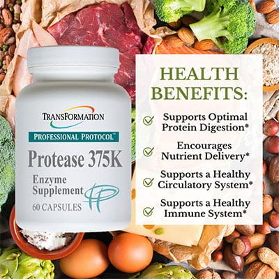 Enzymes Protease 375K étiquette avec ingrédients