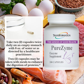 Enzymes Purezyme capsules sur fond blanc