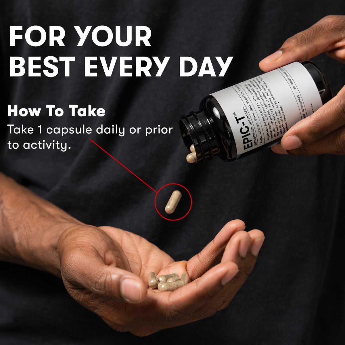 EPIC-T Soutien Testostérone 60 Capsules avec un verre d'eau