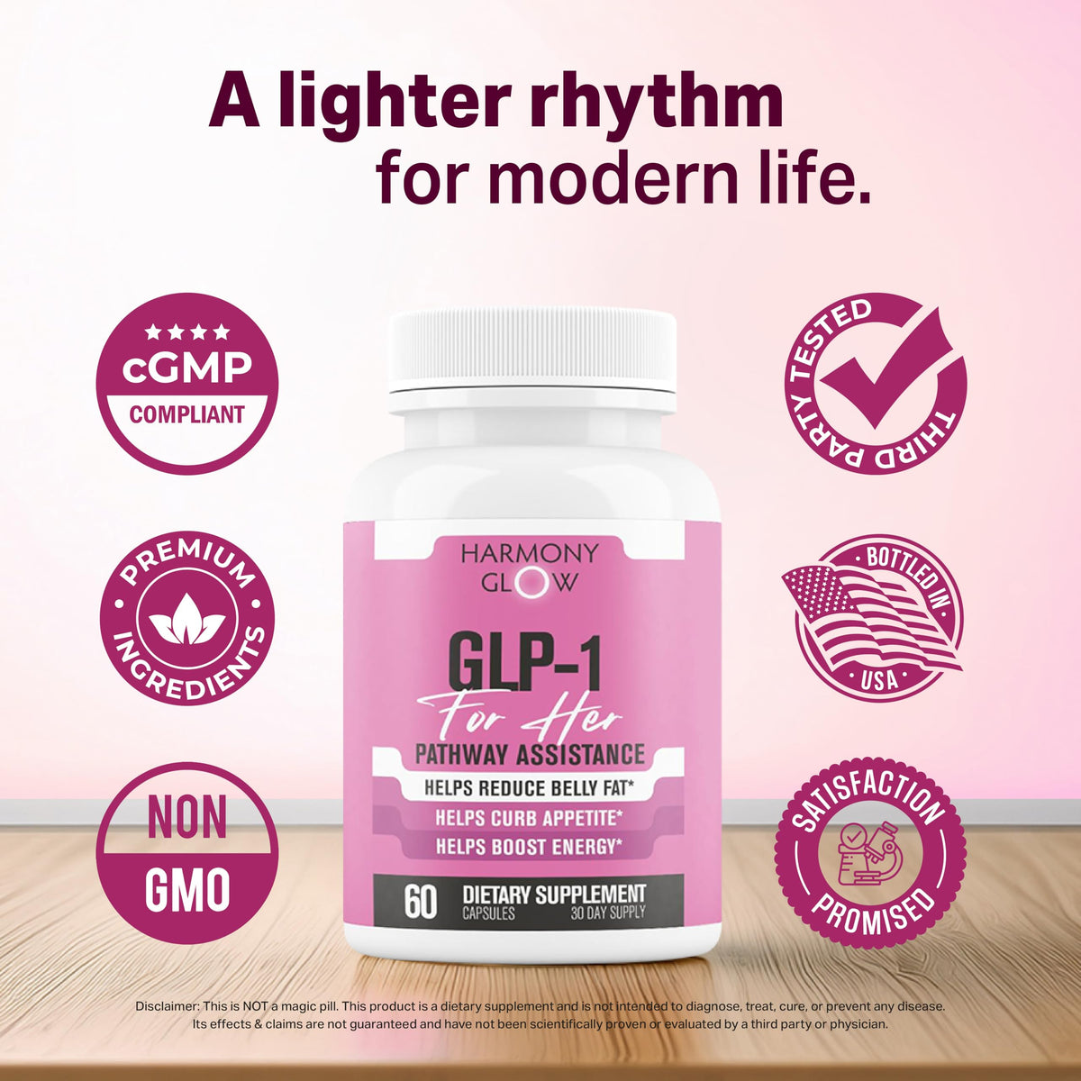 EPN Supplements Harmony Glow GLP-1 bottle with capsules