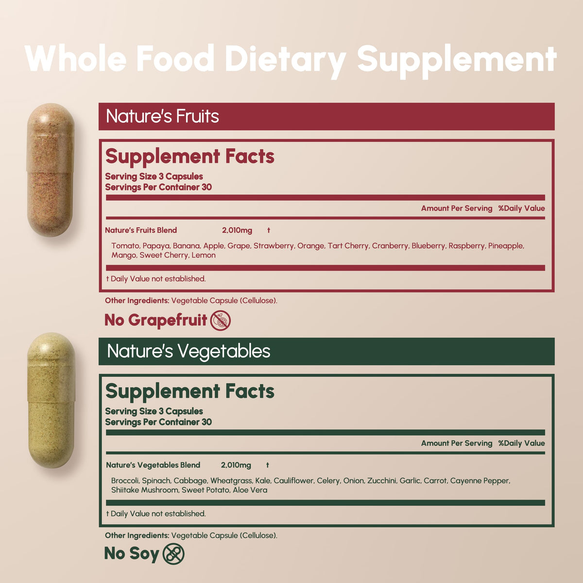 Equal Supplements Capsules de Fruits et Légumes avec verre d'eau