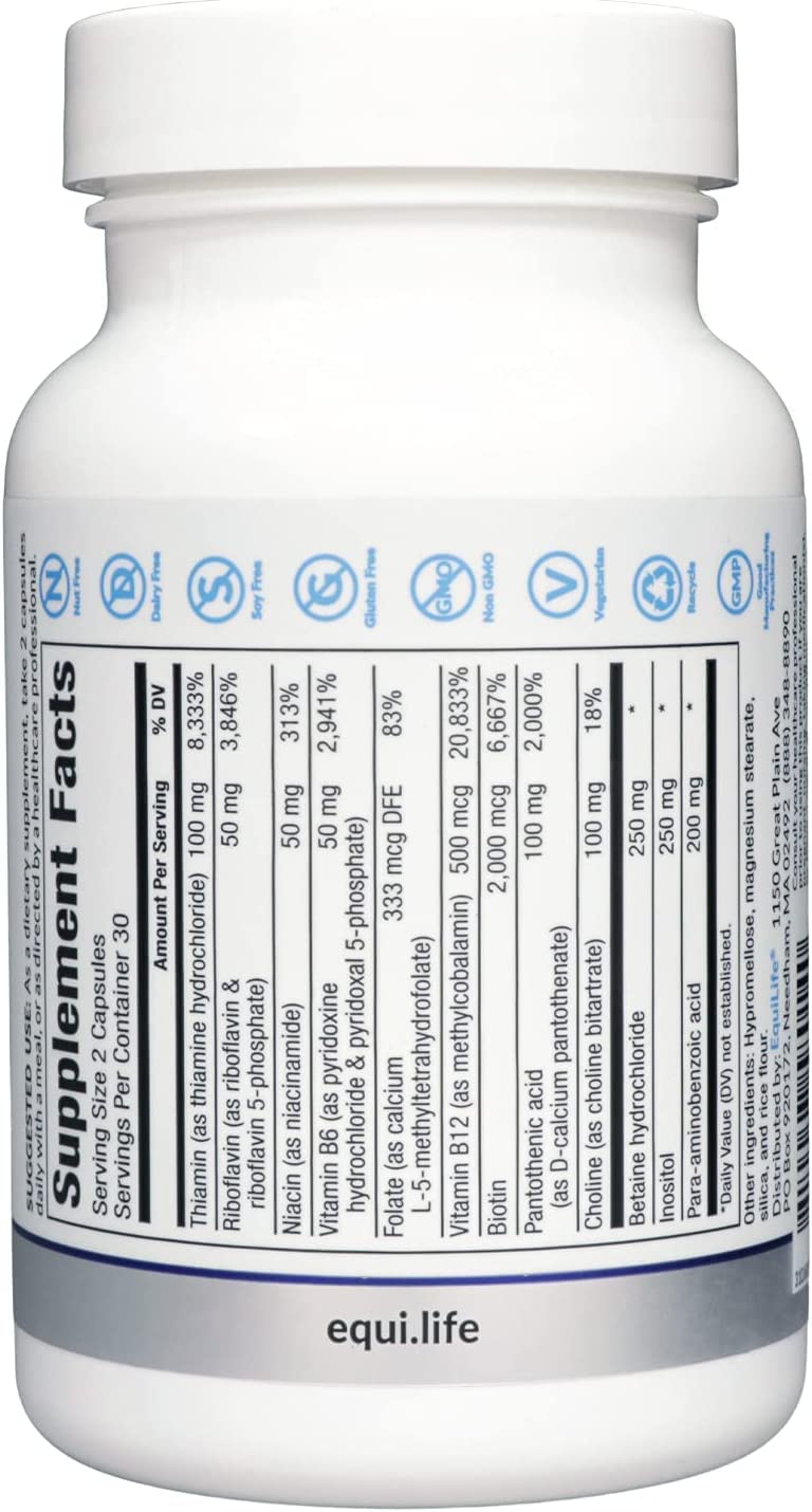 Equilife Complexe de Vitamines B Methylé 60 Capsules packaging