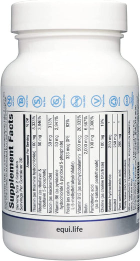 Equilife Complexe de Vitamines B Methylé 60 Capsules packaging