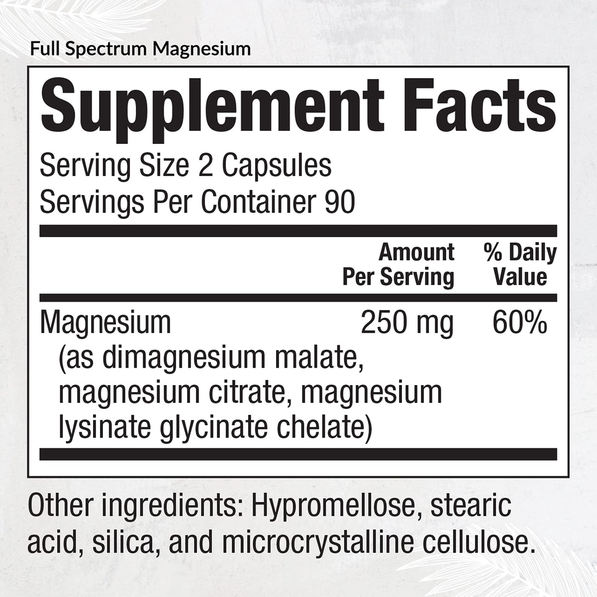 Equilife magnésium capsules avec étiquette et dosage
